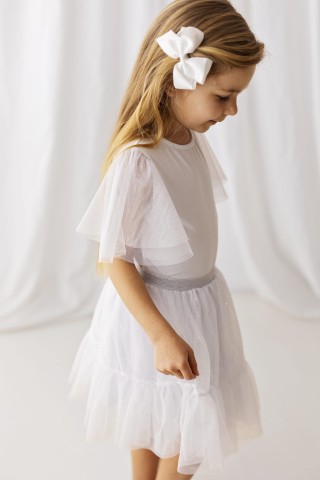 Biała bluzka dla dziewczynki z brokatowym tiulem NADIA