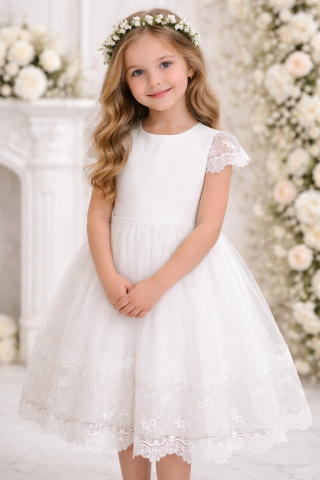 Sukienka komunijna dla dziewczynki z koronką i tiulem ALICJA