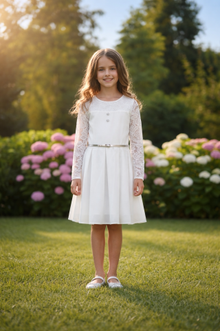 KOLEKCJA BASIC Sukienka komunijna dla dziewczynki w kolorze ecru OLA