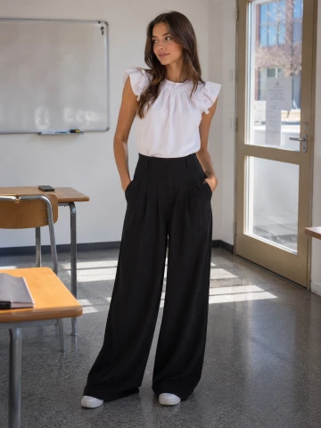Czarne eleganckie spodnie dla dziewczynki 
