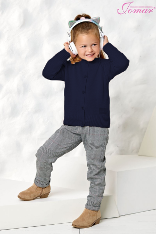 Granatowy sweterek dla dziewczynki na guziki